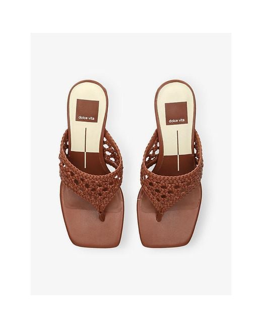 Dolce Vita Brown Barlo Faux-Leather Heeled Sandals