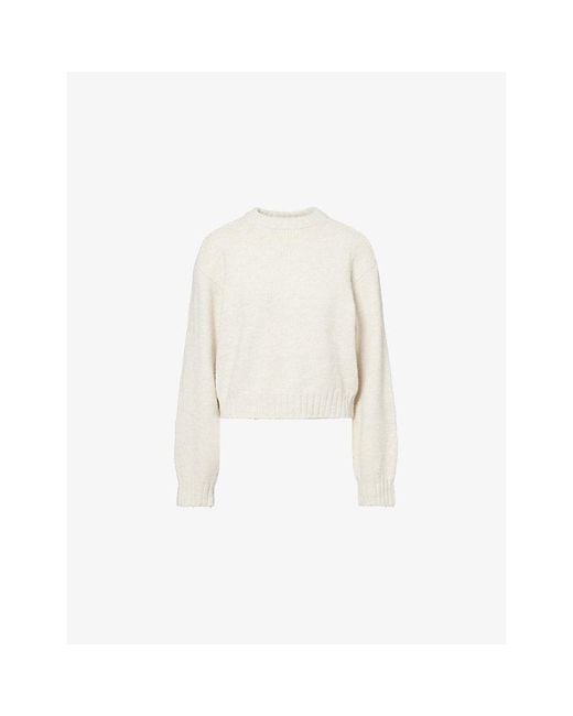 The Couture Club White Emblem Embroidered Crewneck Knitted Jumper