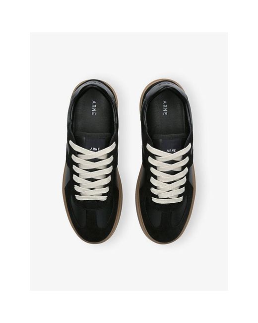 Arne Black Classic Court Leather And Suede Trainers for men