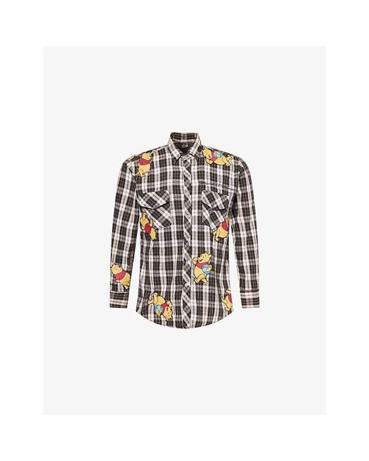 Basket Case White Winnie The Pooh Checked Flannel Shirt for men
