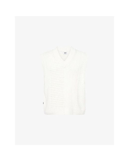 Obey White Garret V-Neck Cotton-Knit Vest for men