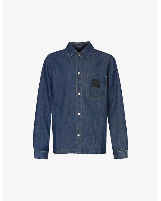Givenchy Blue Brand-patch Boxy-fit Denim Shirt X for men
