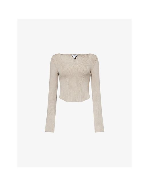 Alaïa White Long-Sleeve Corset Wool-Blend Top
