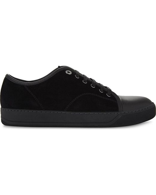 Lanvin Black Basket Suede Low-Top Trainers for men
