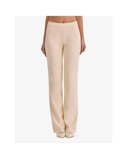 House Of Cb White Chiara Straight-Leg High-Rise Stretch-Crepe Trousers