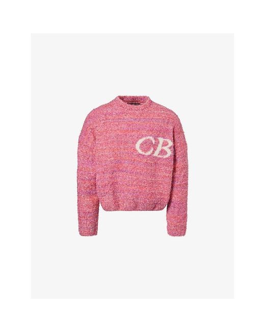 Cole Buxton Pink Intarsia-Logo Bouclé Wool-Blend Jumper for men