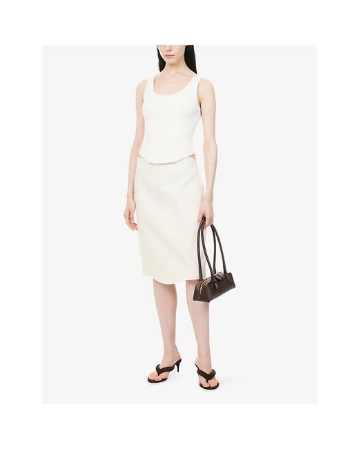 Alaïa White Curved Wool Mini Skirt