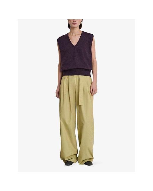 Soeur Purple Sonia Sleeveless V-Neck Merino-Wool Jumper