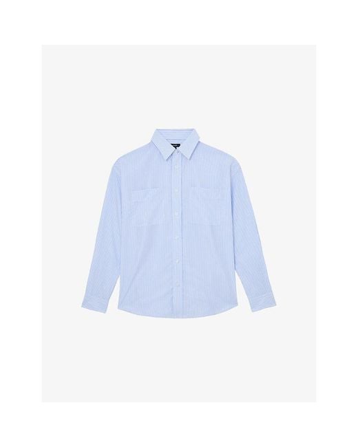 Reiss Blue Ovante Striped Lyocell Shirt for men