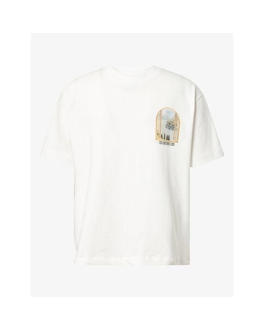 The Couture Club White Lake Como Graphic-Print Cotton T-Shirt for men
