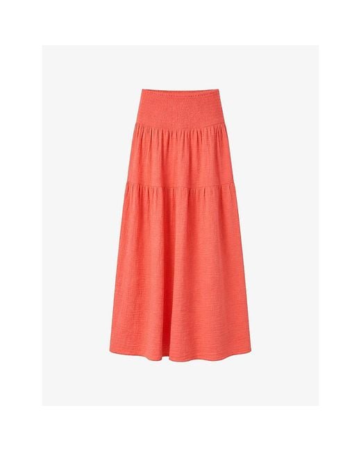 Ro&zo Cheesecloth Shirred-Waist Cotton Maxi Skirt