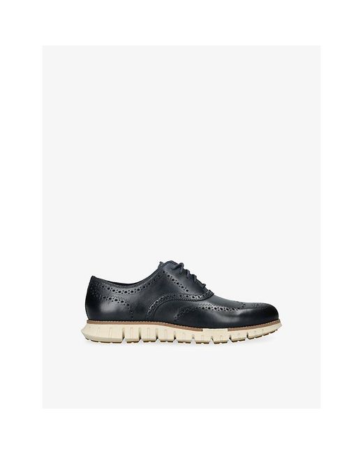 Cole Haan Blue Zerøgrand Wingtip Leather Oxford Shoes for men