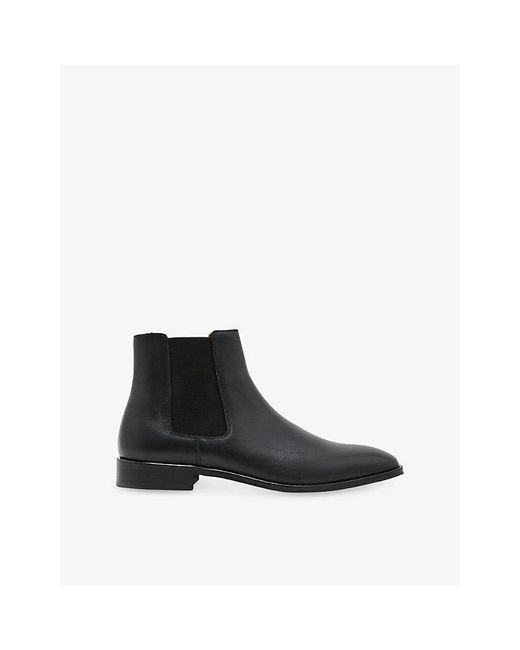 Reiss Black Elba Leather Chelsea Boots for men