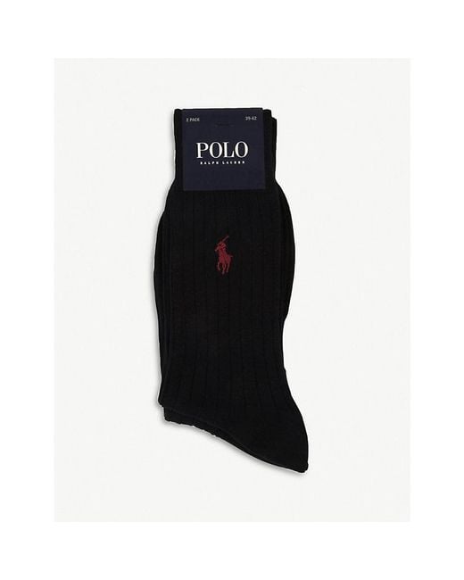 Polo Ralph Lauren Black Egyptian Cotton-Blend Socks for men