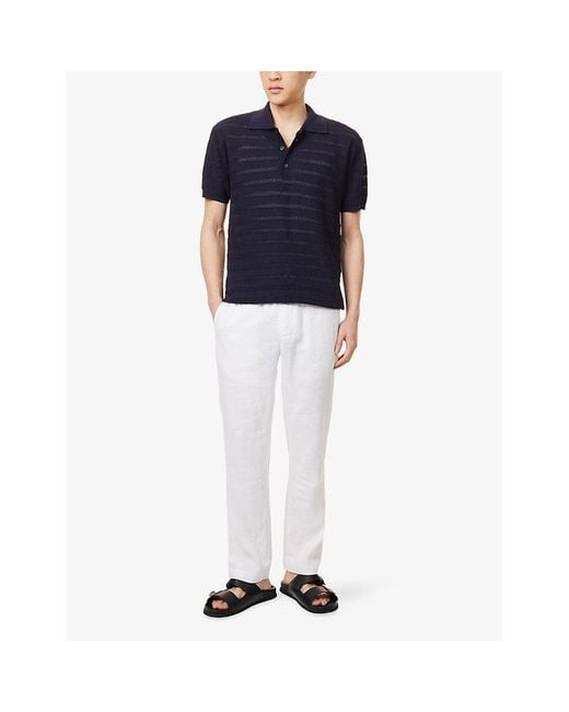 Frescobol Carioca Blue Vidal Cotton Button-Up Polo Shirt for men