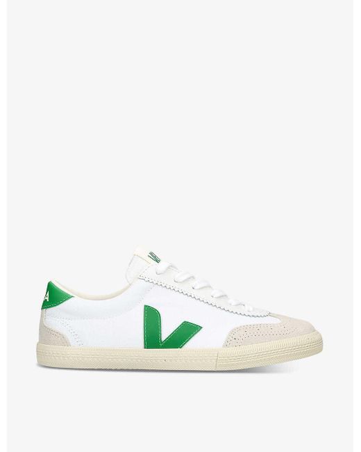 Veja Green Volley Logo-embroidered Canvas Low-top Trainers