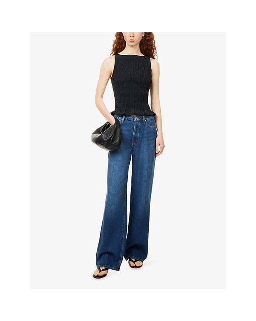 GOOD AMERICAN Blue Weightless Wide-Leg Strech-Denim Jeans