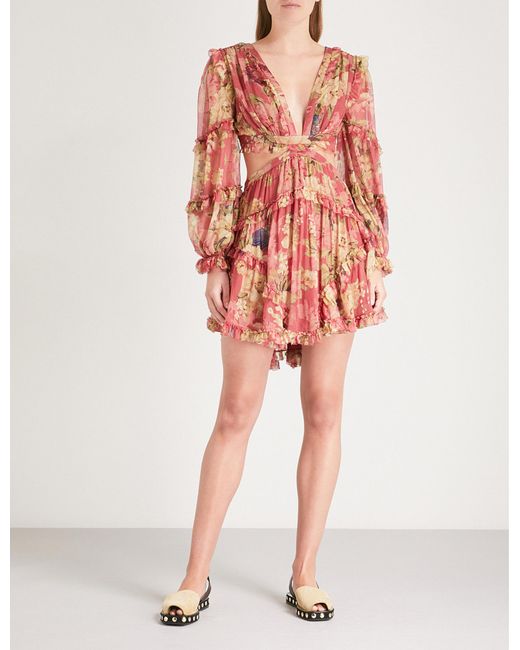 Zimmermann Melody Floral-print Silk-georgette Dress | Lyst