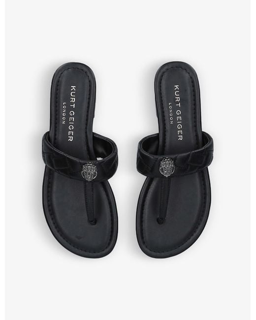 Kurt Geiger Kensington Tbar Leather Sandals in Black Lyst