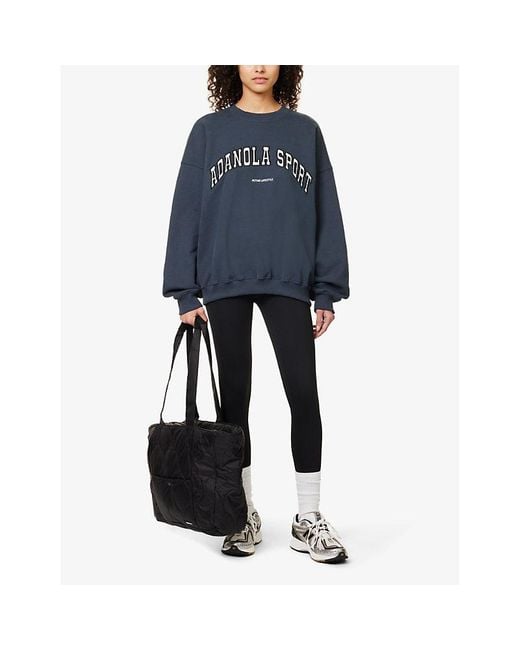 ADANOLA Blue Logo-Embroidered Relaxed-Fit Cotton Sweatshirt