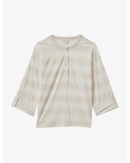Reiss White Olivia Stripe-pattern Linen And Cotton Shirt