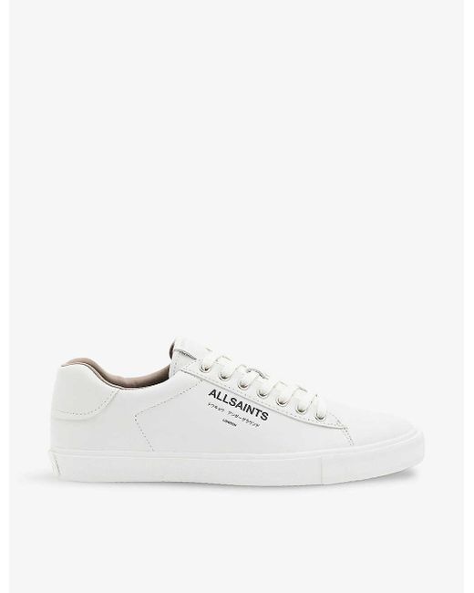 AllSaints White Underground Logo-embossed Leather Low-top Trainers for men