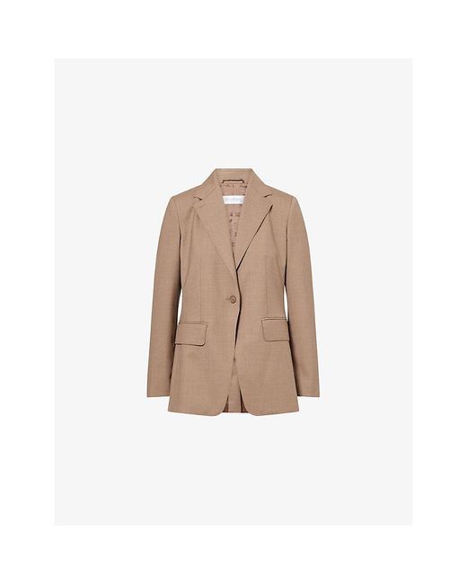 Max Mara Natural Single-Breasted Wool Blazer