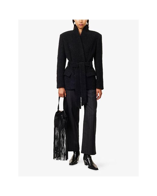 Isabel Marant Blue Mayera Wide-Leg Wool Trousers