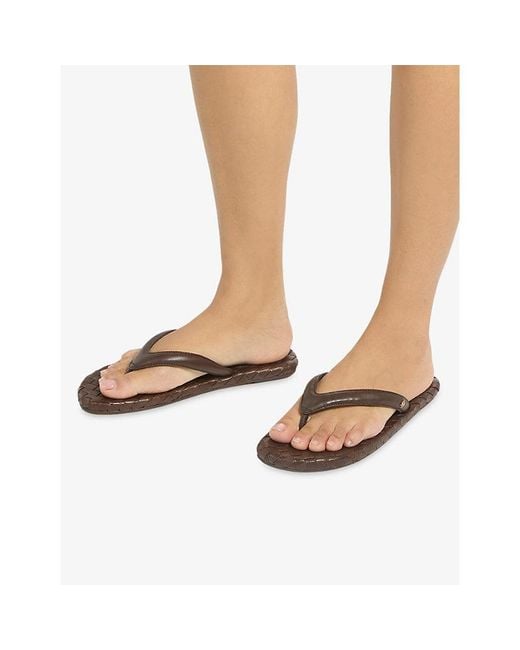 Dune Brown Lunare Leather Sandals