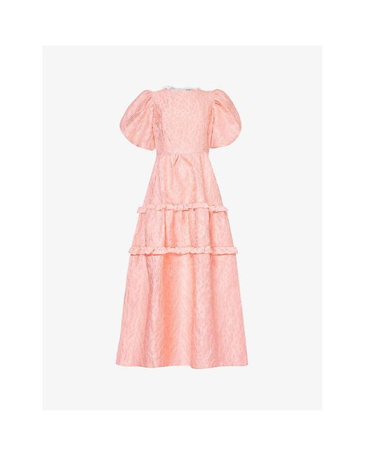 Sister Jane Pink Jacquard-texture Woven Midi Dress