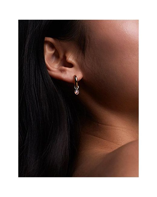 Astrid & Miyu Metallic Sunset Pear Charm 18Ct -Plated Sterling- And Cubic Zirconia Hoop Earrings