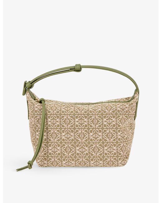 Loewe Cubi Anagram-pattern Canvas And Leather Shoulder Bag in Green ...