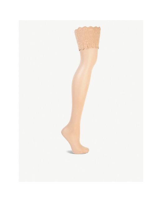 Wolford White Satin Touch 20 Hold-Ups