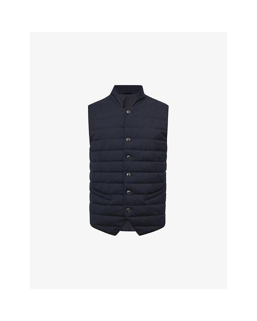 Reiss Blue Parma Funnel-neck Quilted Woven Gilet for men