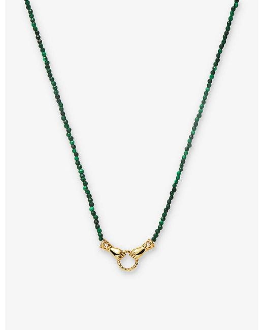 Missoma Metallic X Harris Reed Good Hands 18ct Recycled Yellow -plated Brass, Cubic Zirconia And Black Onyx Beaded Necklace