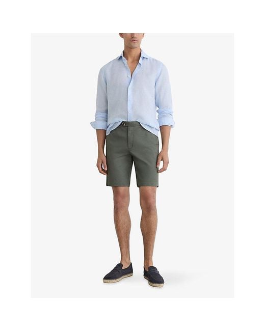 Reiss Green Wicket Straight-Leg Stretch-Cotton Chino Shorts for men