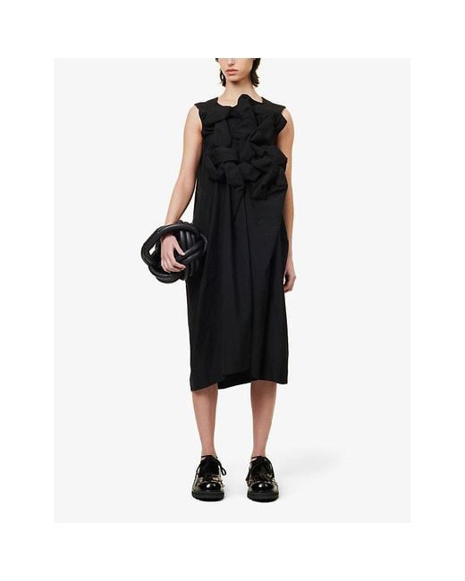 Comme des Garçons Blue Relaxed-fit Pleated-panel Wool Midi Dress
