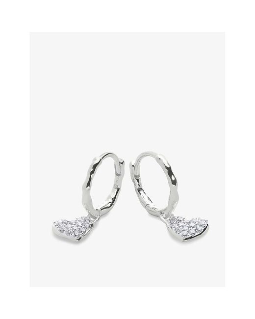 Monica Vinader White Heart Sterling- And 1.7Ct Lab-Grown Diamond Huggie Earrings