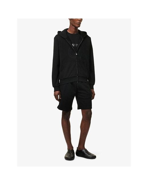 FIFA 1904 Black Stacked-Logo Embroidered Cotton Shorts for men