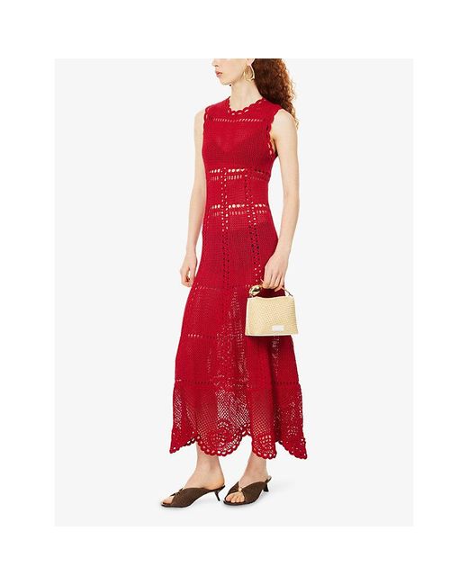 Erdem Flared Crochet Cotton Midi Dress