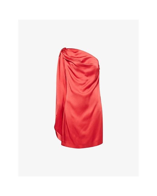 Stella McCartney Red One-Shoulder Satin Mini Dress