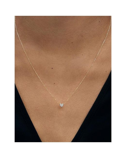Monica Vinader White Mini Heart 14Ct- And 0.04Ct Lab-Grown Diamond Necklace