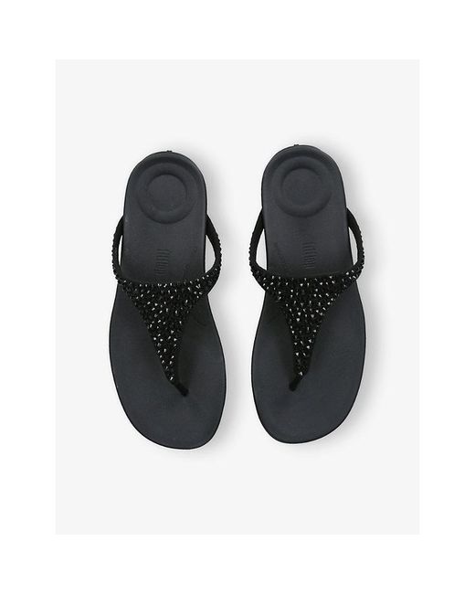 Fitflop Black Solay Crystal Woven Sandals