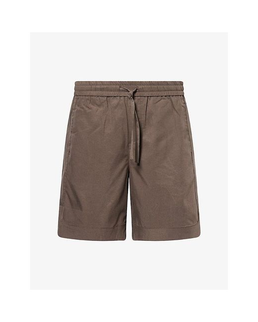 The Couture Club Brown Cupro Panelled Woven Shorts for men