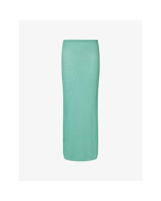 Cheap Monday Green Fontelina Mid-Waist Crochet-Knit Maxi Skirt