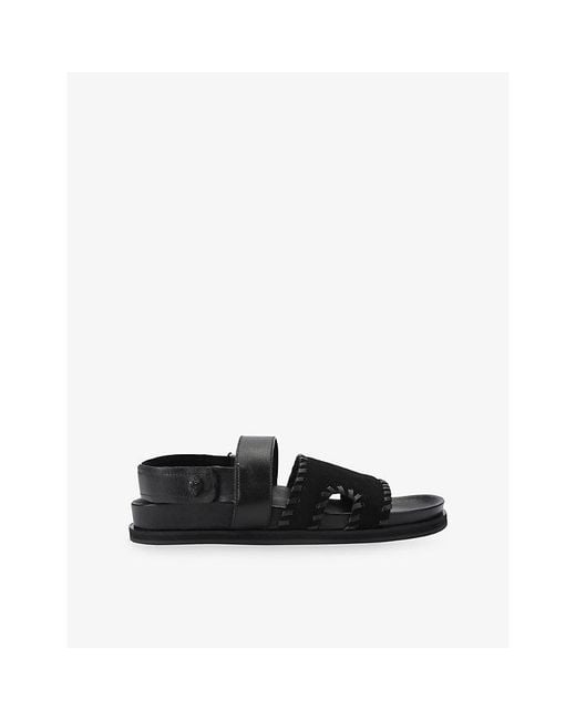 Kurt Geiger Black Baker Flat Leather Sandals for men
