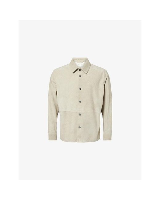 FRAME Natural Collared Button-Up Suede Shirt for men