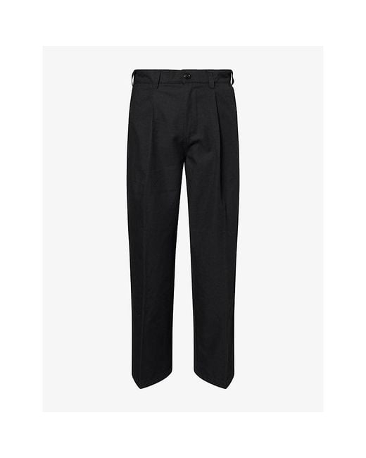 Obey Black Dean Pleated Woven Trousers for men
