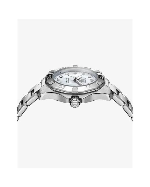 Tag Heuer White Wbp1313.Ba0005 Aquaracer Solargraph Stainless-Steel, 0.15Ct Diamond And Mother-Of-Pearl Quartz Watch