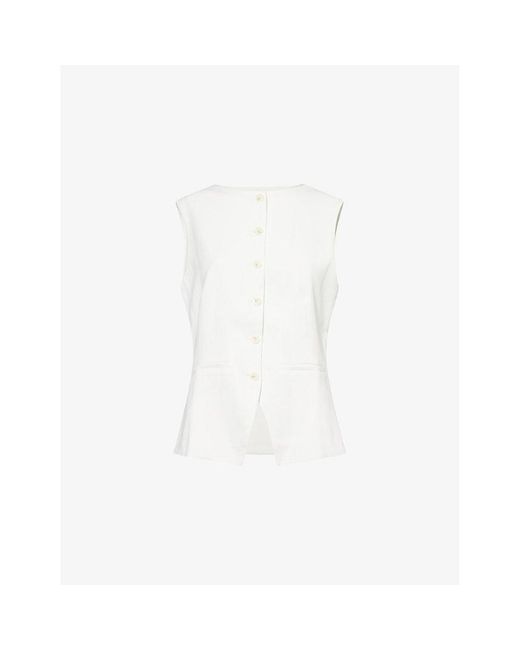 Samsøe & Samsøe White Saruma Button-Down Woven Waistcoat